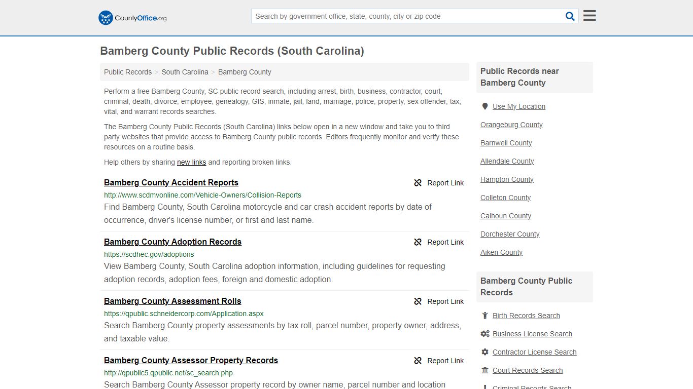 Public Records - Bamberg County, SC (Business, Criminal, GIS, Property ...